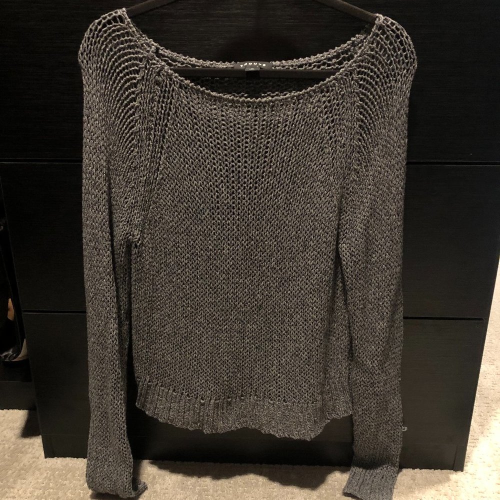 Trouve Woven Grey Sweater Size M